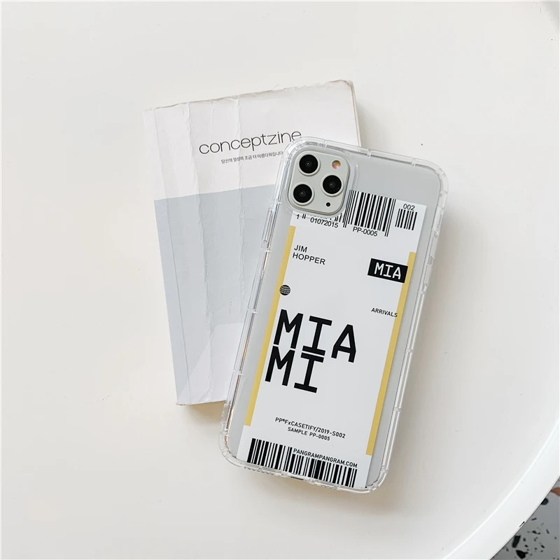 12 Ins US City Label штрих-код чехол для телефона для iPhone 11 Pro Xs MAX XR X 6 s 7 8 plus простая буква Нью-Йорк прозрачный мягкий кремний чехол - Цвет: 12