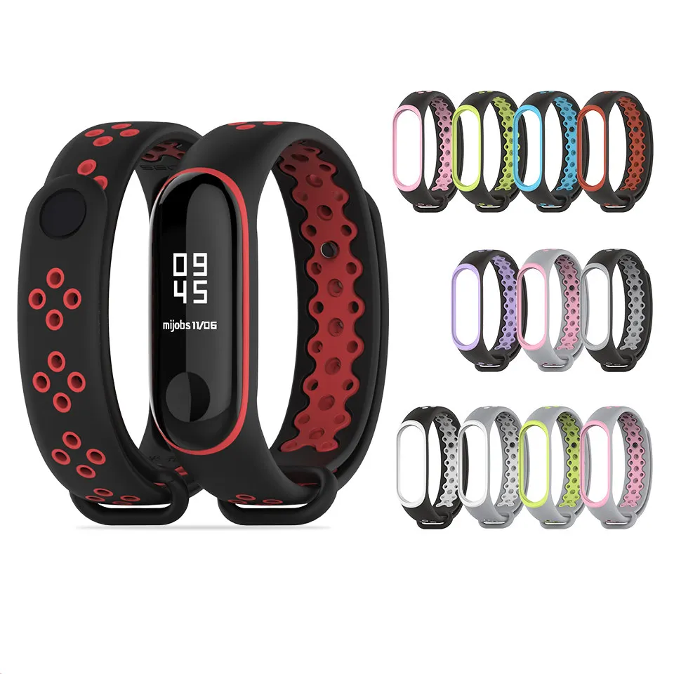 

Водонепроницаемый силиконовый ремешок для часов Xiaomi Mi Band 3 4 5 6, стильный ремешок с отверстием для браслета Mi Band 6 5 4 3