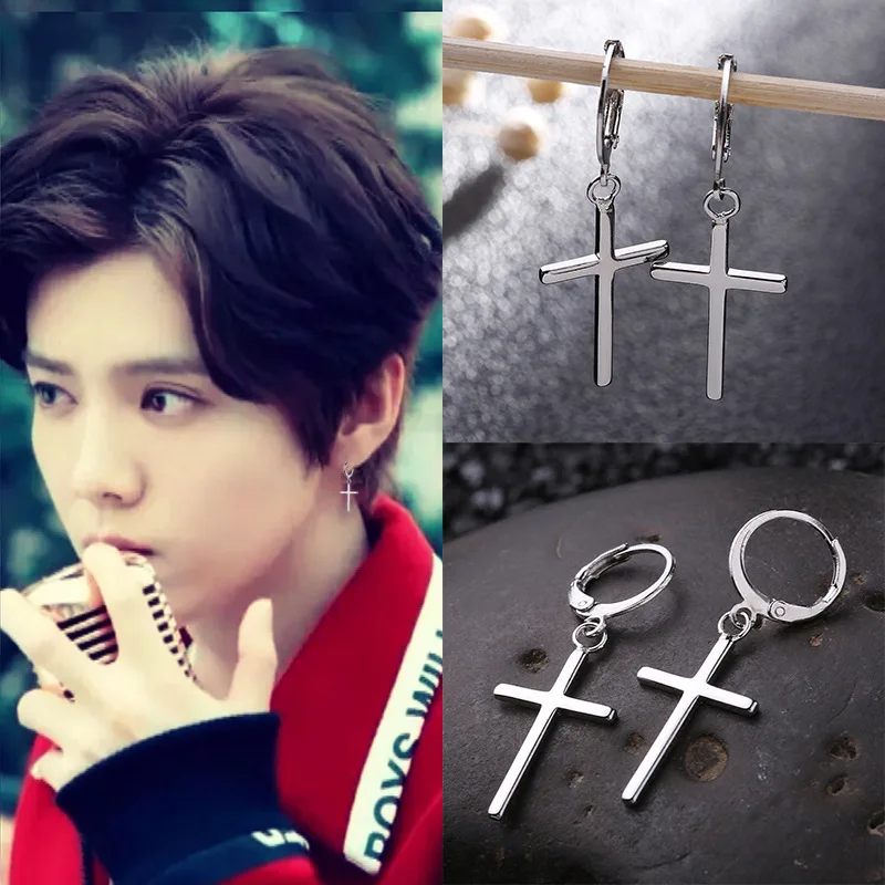 

Fashion Men Women Metal Hoop Cross Drop Dangle Ear Studs Earrings Party Punk Earring Jewelry long earrings