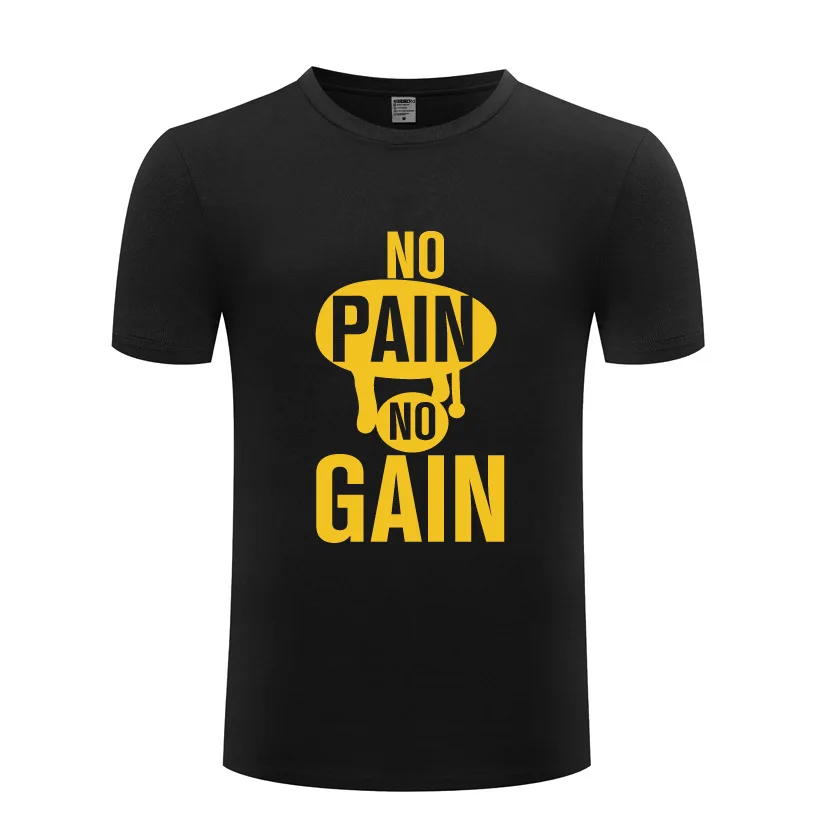 

Футболка мужская с принтом «No Pain No Gain», стильная тенниска из хлопка с коротким рукавом и круглым вырезом, повседневная майка для фитнеса в ст...