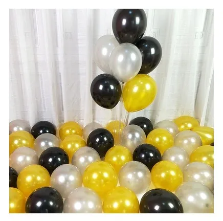 gold white black 20 шт./лот, 10 дюймов, 2,2 г, для дня рождения, украшения, свадебные латексные шары, розовые, белые, вечерние шары, детские игрушки - Цвет: gold white black
