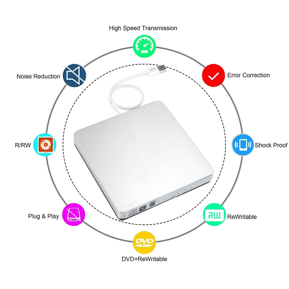 YaHey USB 2 0 расширенный привод CD/DVD RW ГОРЕЛКА Portatil для hp/Apple и водонепроницаемый
