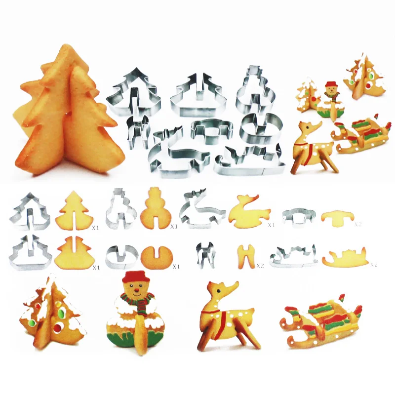 8/10/18 шт/комплект Нержавеющая сталь рождественского печенья торт 3D прессформы