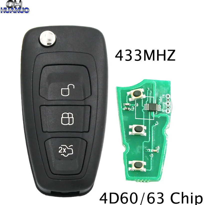 (Черный) перекидной дистанционный ключ MK3 и T6 Ranger с 3 кнопками для Ford Focus Mondeo Fiesta 433