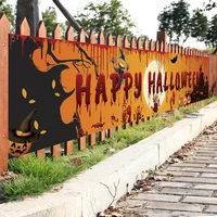 biemlerfn 250x48cm latest happynew halloween banner pumpkin ghost bloody bat halloween home party backdrop hanging banner decor