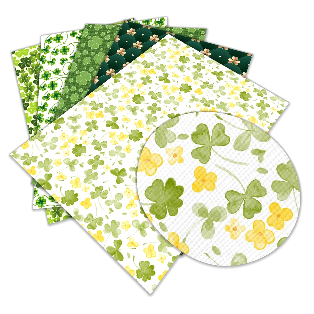 

Green Shamrocks искусственная кожа День Св. Патрика печать A4 22x30 см для DIY Искусственные волосы лук украшения ремесла материал ПУ кожа