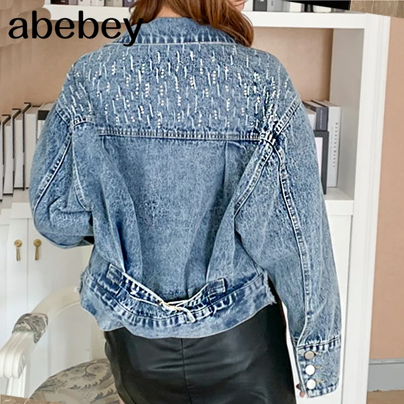 Осенняя уличная женская джинсовая куртка пальто повседневная верхняя одежда