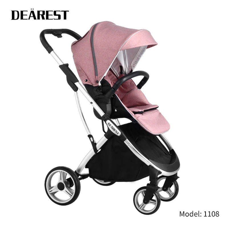 

Baby carriage Lightweight Foldable Sitting and Reclining Stroller Four-wheel Shock Absorber Two-way High Landscape Stroller