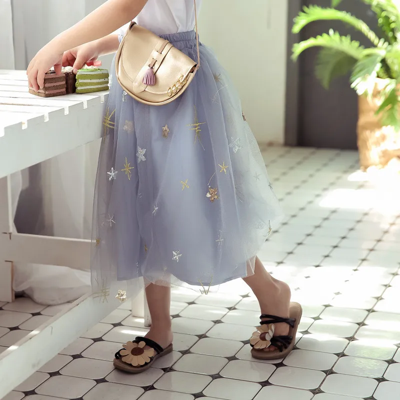

2-14y Girls SkirtsTutu Layered Kids Skirt Ball Gown 2020 Summer Autumn Long Sequin Stars Girls Princess Skirts Children Clothes