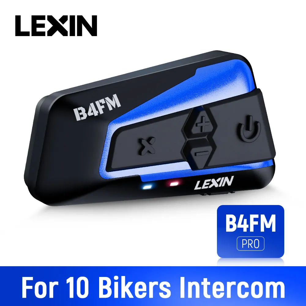 

Lexin B4FM-X Motorcycle Intercom & Helmet Headset 10 Rider 2000M Bluetooth Music Sharing Fast Charging Motorcycle Intercom