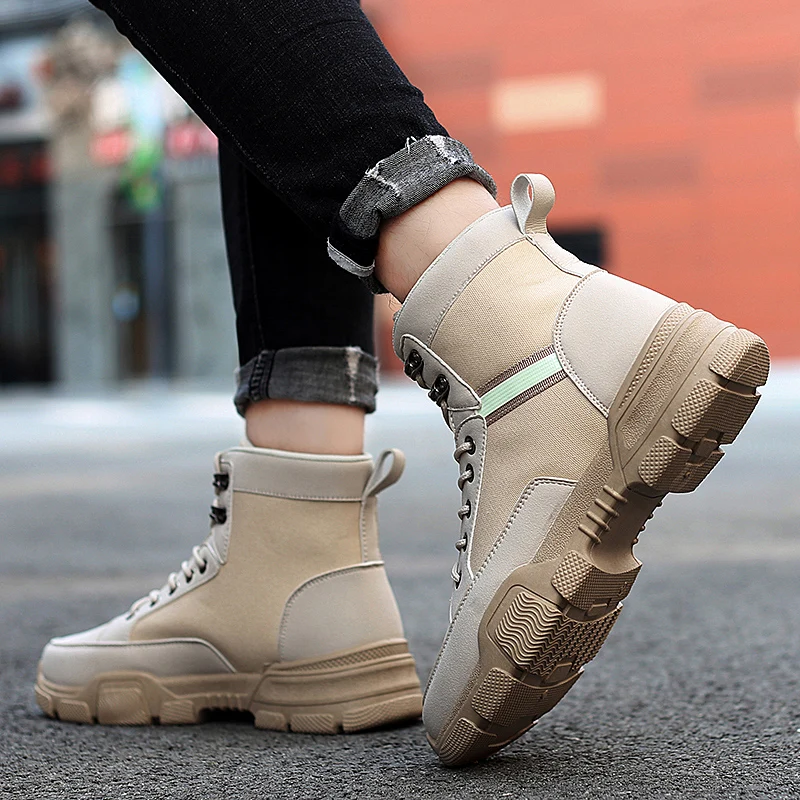 

Winter Mens Boots Leather Waterproof Desert Combat Ankle Boot Army Work Shoes Size 38-45 Hiking shoes tooling shoes *161W