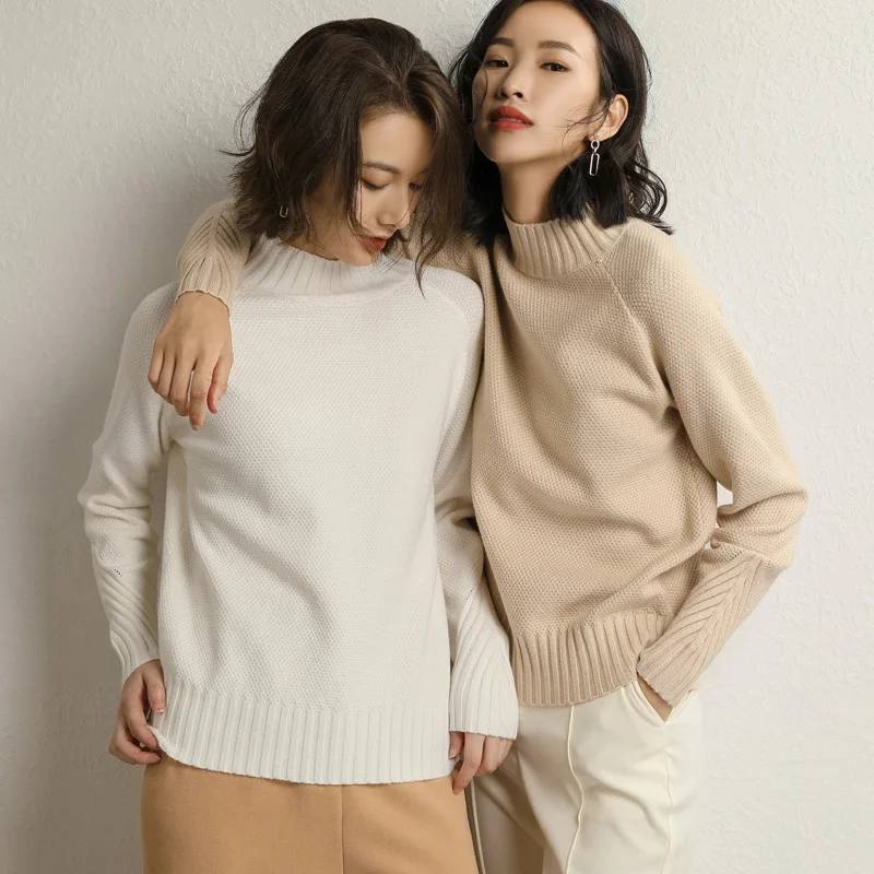 Новинка 2019 кашемировый свитер женская одежда с длинными рукавами и полувысоким