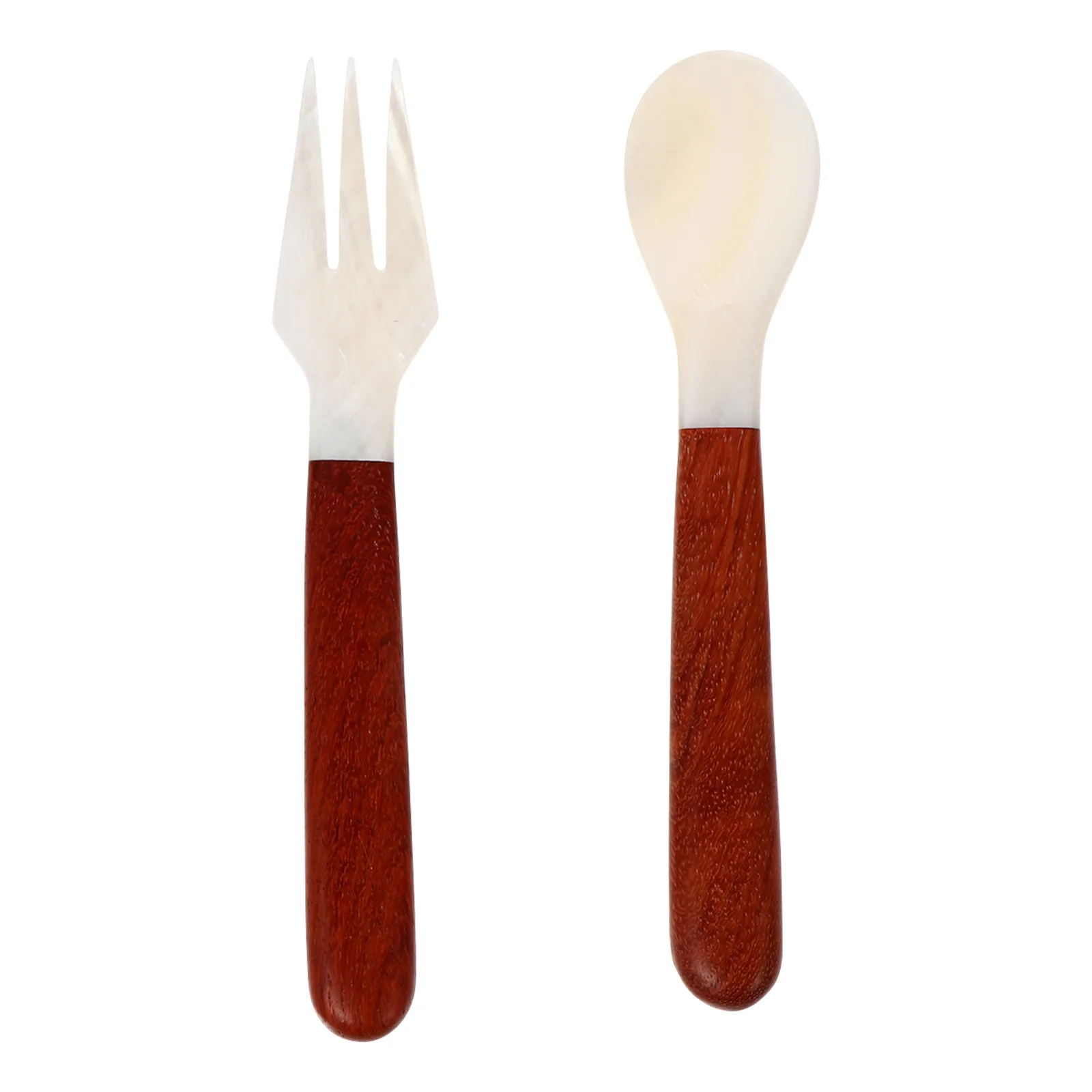 

2pcs Natural Shell Spoon and Fork Dessert Spoons Fork Flatware