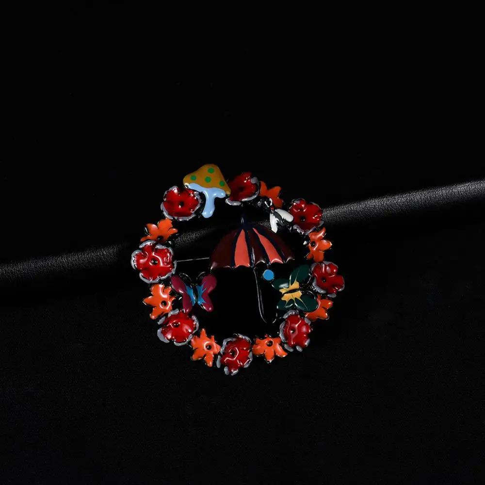 Cring Coco странная вещь Брошь Мода желтый эмаль цветок бабочка брошь в виде зонтика