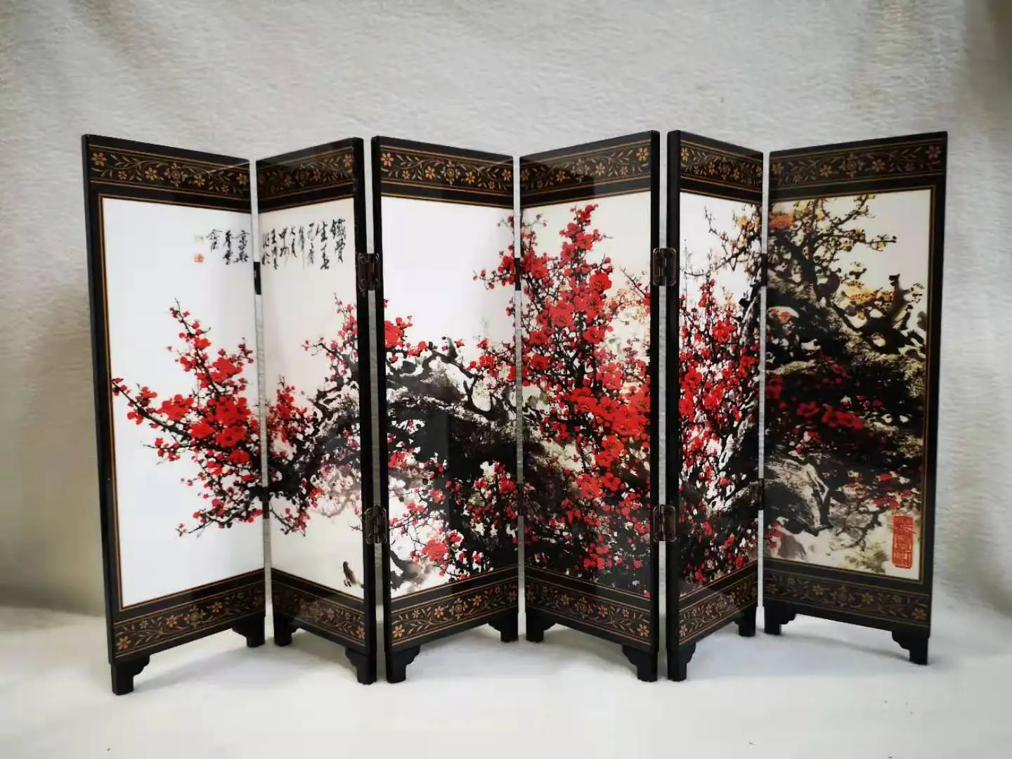 Складные экраны 6 соединяемых панелей декоративная роспись дерева Byobu цветки