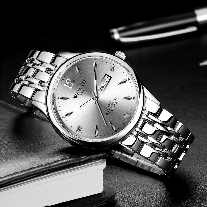 

Relogio WLISTH Top Luxury Brand Men Watch Waterproof Noctilucent Casual Man Watches Retro Luminous Steel Band Calendar Watch