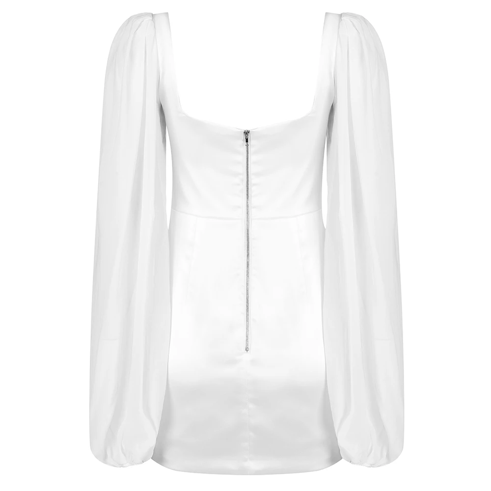 Женское платье с пышными рукавами белое для вечевечерние 2020 | Женская одежда