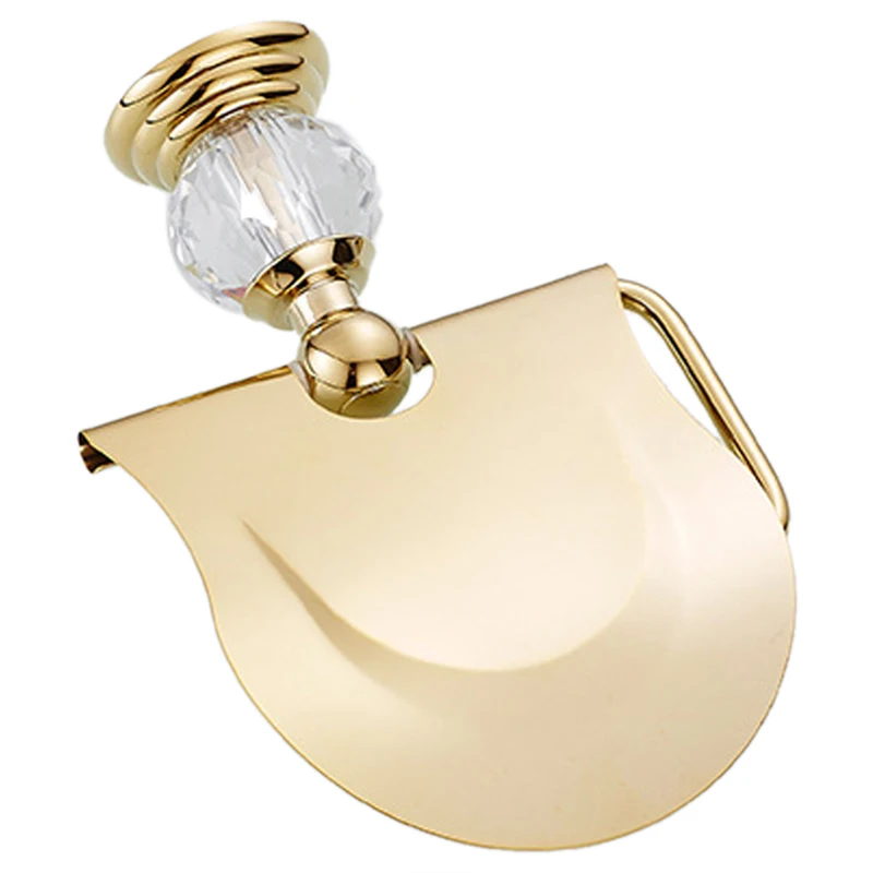 Роскошный латунный держатель для туалетной бумаги ABSF из циркония и золота