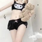 Комплект нижнего белья для косплея, с длинными ушками, бюстгальтер и шаровары в стиле аниме дьявол, бархатный топ, трусики, пижама с рисунком кролика