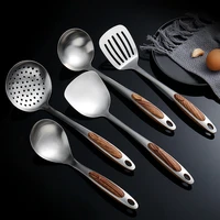 handle wok spatula stainless steel spatula faux wooden cooking utensils spoon long handle turner fried steak shovel