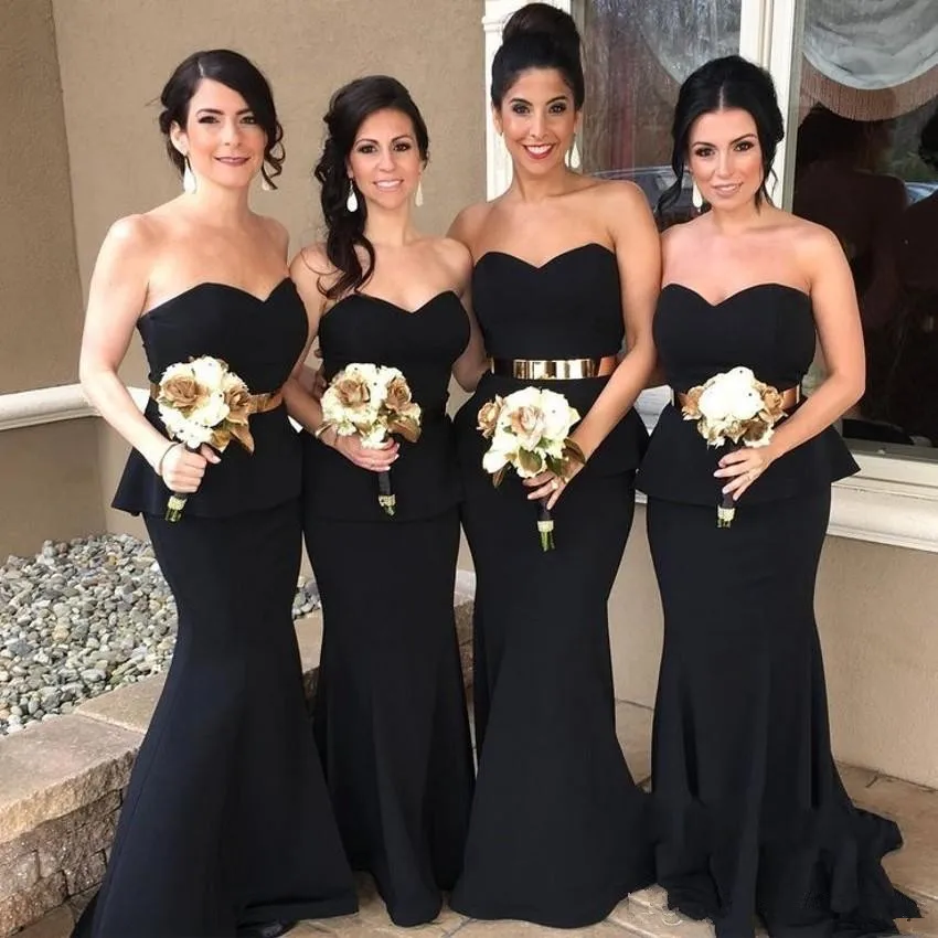 

Black Cheap Bridesmaid Dresses Under 50 Mermaid Sweetheart Backless Long Wedding Party Dresses