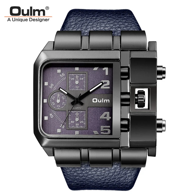 Спортивные кварцевые часы OULM 3364 мужские наручные большого квадратного размера