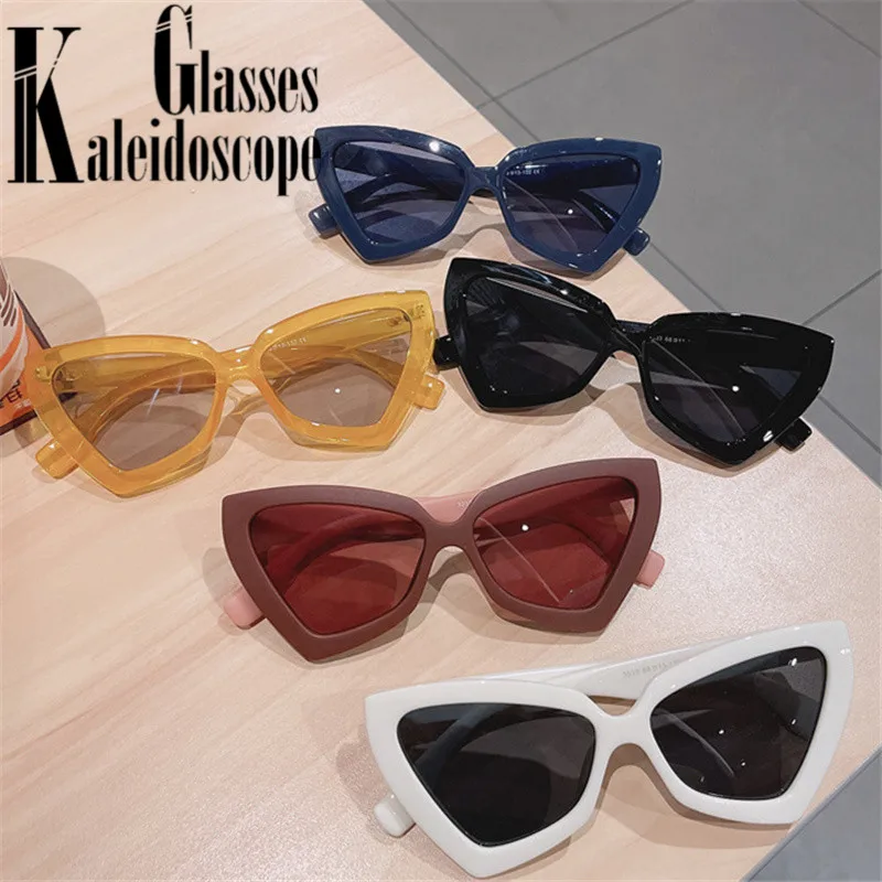Солнцезащитные очки унисекс многоугольные кошачий глаз винтажные треугольные