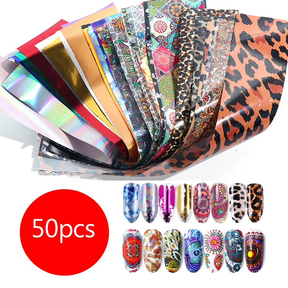 50 шт. Голографическая фольга для ногтей|Стикеры и наклейки| |