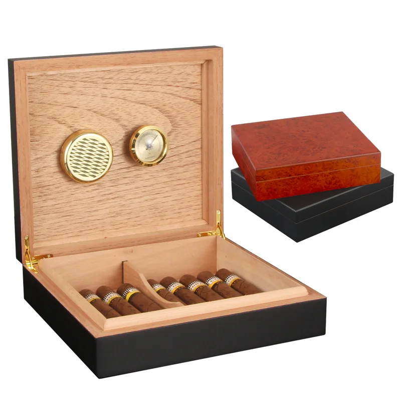 

Коробка для сигар с увлажнителем и гигрометром, дорожный бокс для сигар из кедрового дерева, стеклянный чехол для сигар 20-30 COHIBA