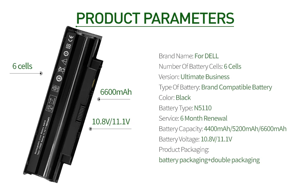 Golooloo 6 ячеек Аккумулятор для ноутбука Dell N7010D N7010R Vostro 1440 1450 1540 1550 3450 3550 04yrjh 06P6PN 07xfjj 312-0233