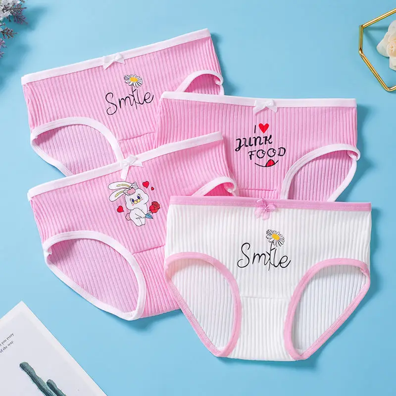 

4pcs/Lot Cute Underwear for Baby Kid Girls Cotton Panties Children Lovely Soft Briefs Pink Panty Cartoon Rabbit Underpants 1-10Y