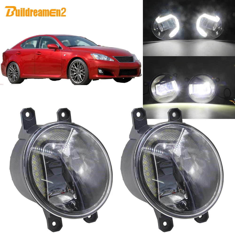 Buildreamen2 Автомобильный светодиодный объектив туман светильник + дневные ходовые