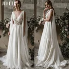 Винтажное шифоновое платье JEHETH в стиле бохо с аппликацией, шикарные пляжные свадебные платья с открытой спиной, а-силуэт, богемные свадебные наряды, платье невесты до пола 2022