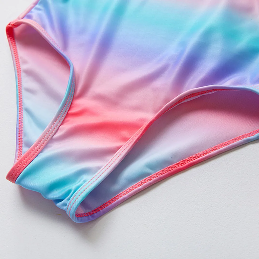 Одежда для малышей детский купальник девочек полосатый радужной расцветки