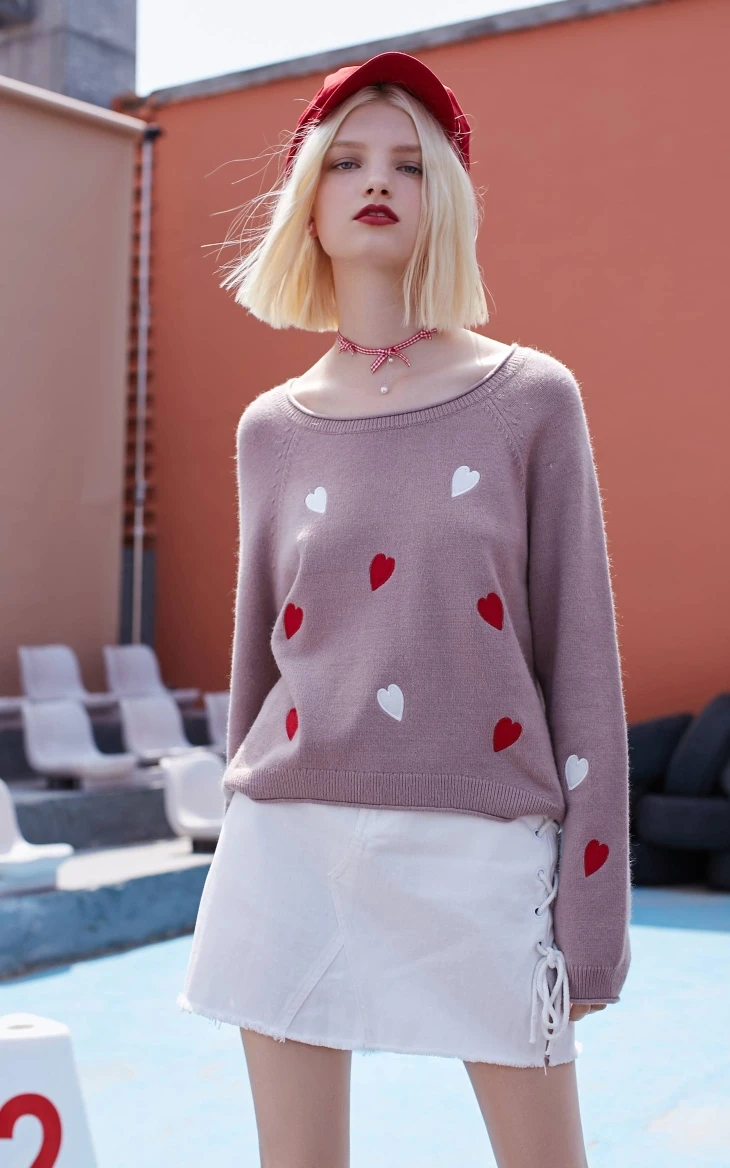 Vero Moda свитер женский женский свитер с узором в виде сердца и открытыми плечами, свободный крой, шикарный | 318313505