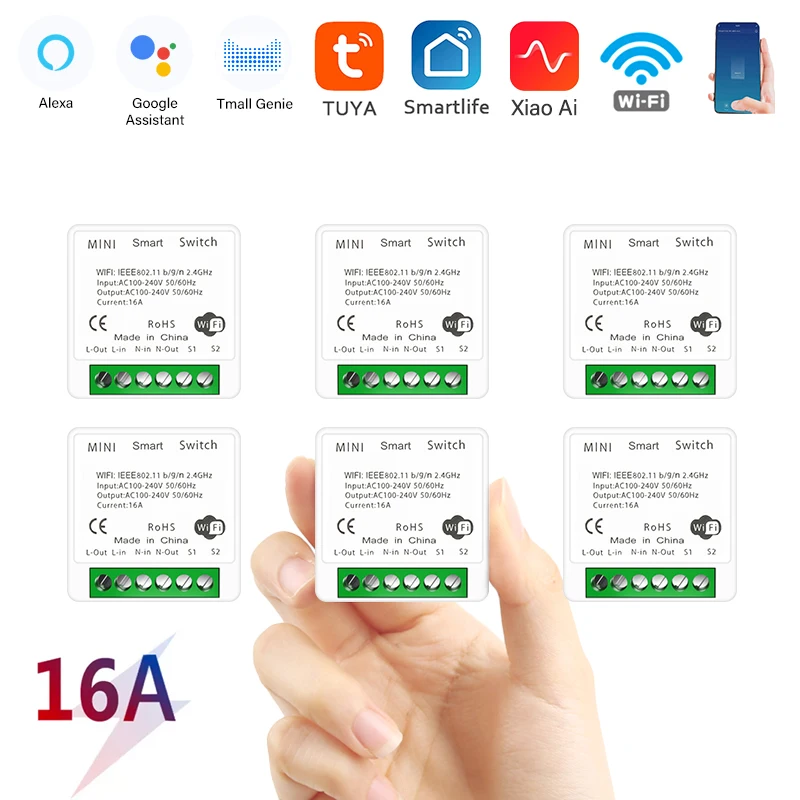 

Умный мини-выключатель с Wi-Fi и таймером, 16 А