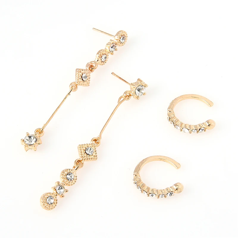 4 шт./компл. для женщин серьги модные длинные кисточки Кристаллы Подвеска золотые