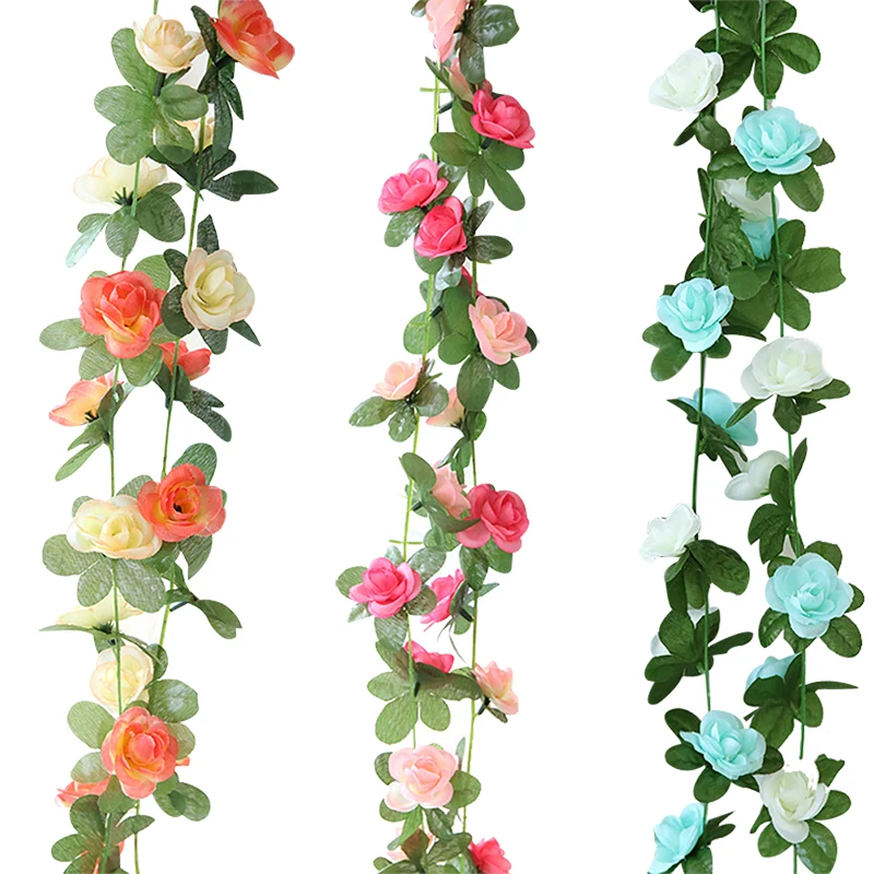 

2.5m Artificial Flower Vine Rose Garland Silk Fake Flowers Hanging Decor Garden Home Party Wedding Festival Craft Art Decoration
