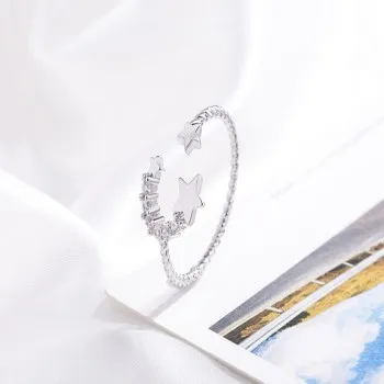 

New Product Star and Moon Diamond Ring Personality Wild Lady's Index Finger Opening Adjustment Student Jewelry R2051