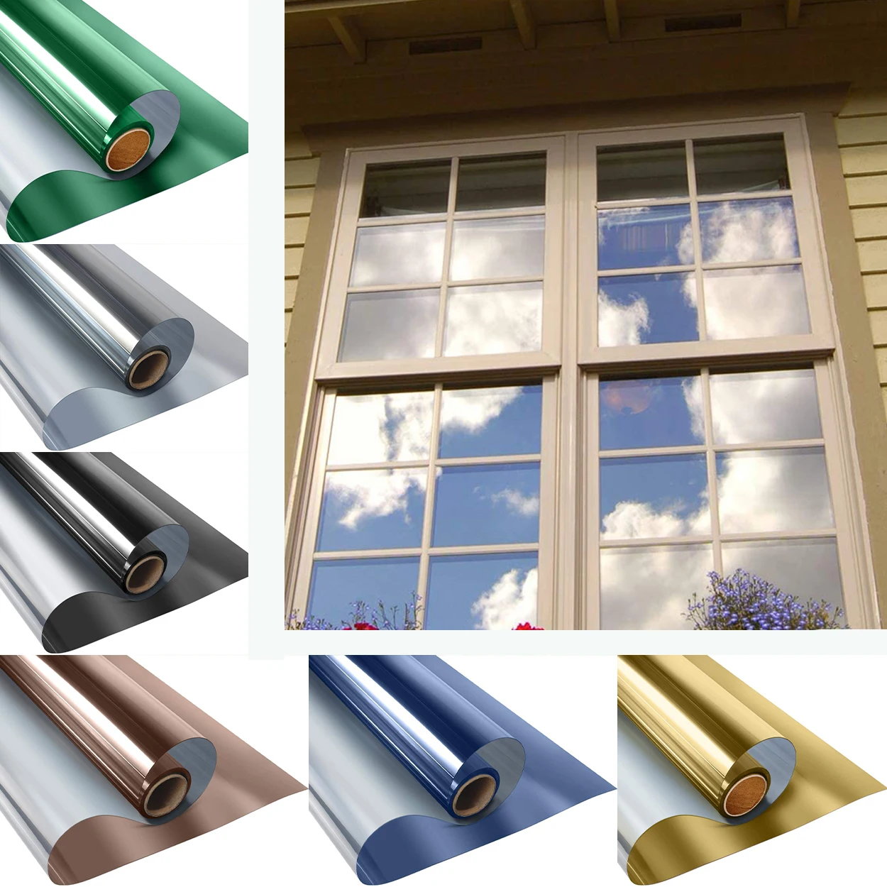 

Mul-size Blocking Anti UV Reflective Window Tint for Home Office One Way Mirror Window Sticker Glass Vinyl Adhesive Film