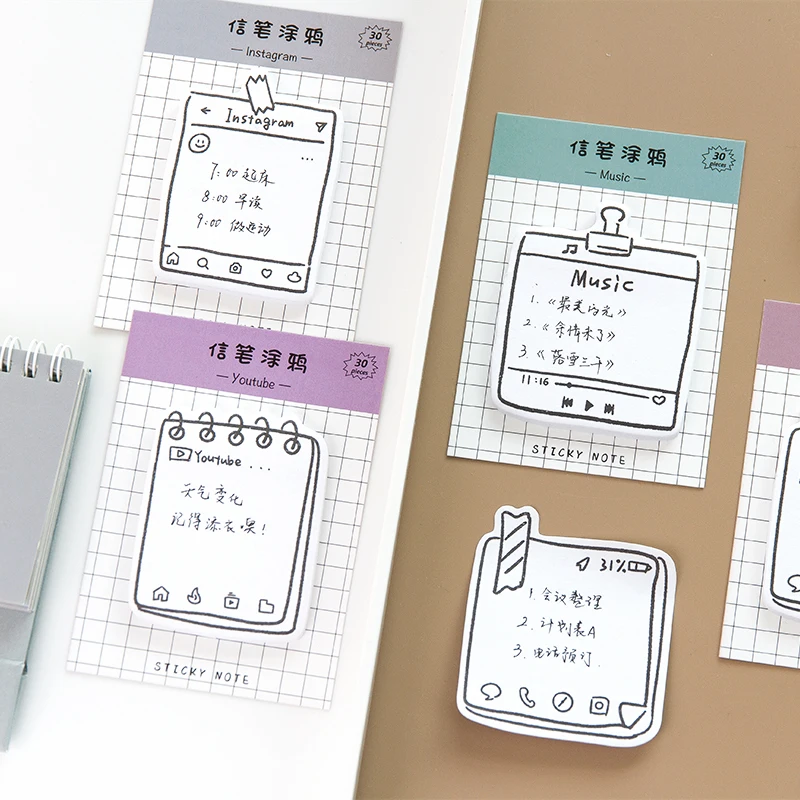 Клейкая бумага для заметок 24 шт./лот кошка собака медведь Youtube Instagram наклейка