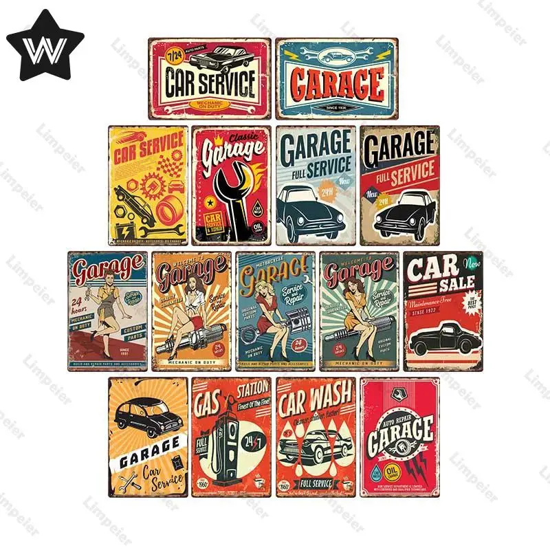 

Металлический жестяной знак для гаража, винтажный металлический жестяной плакат, стильная Настенная Наклейка в стиле ретро для гаражного о...
