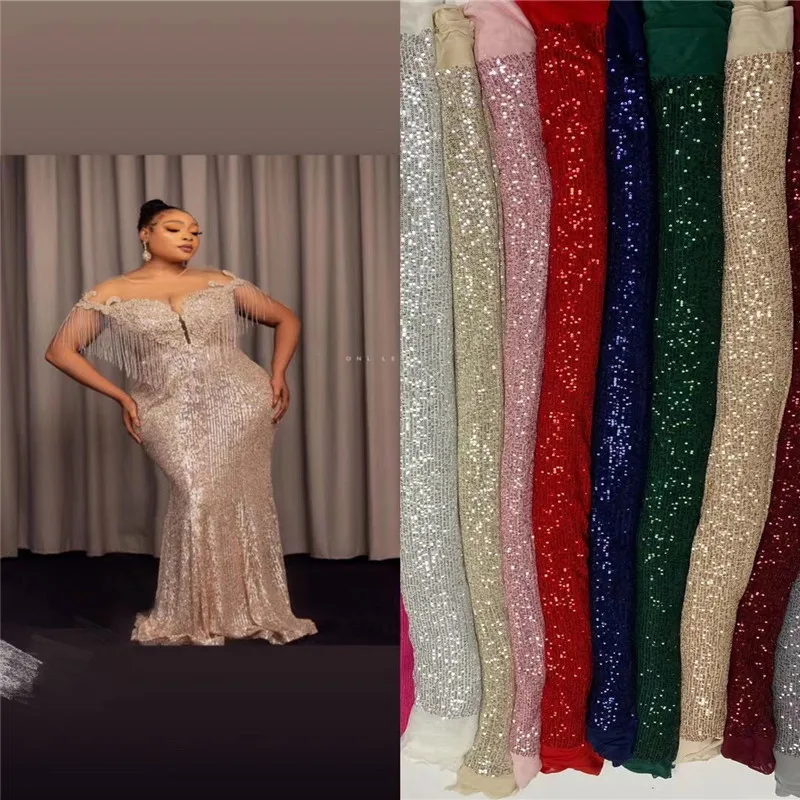 

Nigerian Tulle Lace with Sequins African Net Lace Fabric High Quality Latest French Mesh Lace Fabrics for Party Dress green
