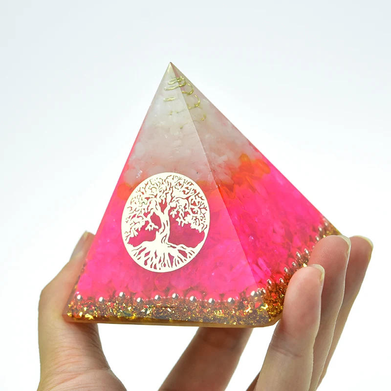 Anahata Chakra Gabriel Orgonite Pyramid Resin Jewelry Decoration Natural Powder Crystal Crafts Tree of Life Crystal Ornaments
