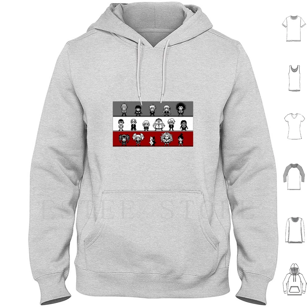 Dangan Ronpa Pixel Art Hoodies Byakuya Makoto Nagito Hajime Monokuma Junko Toko Kyouko