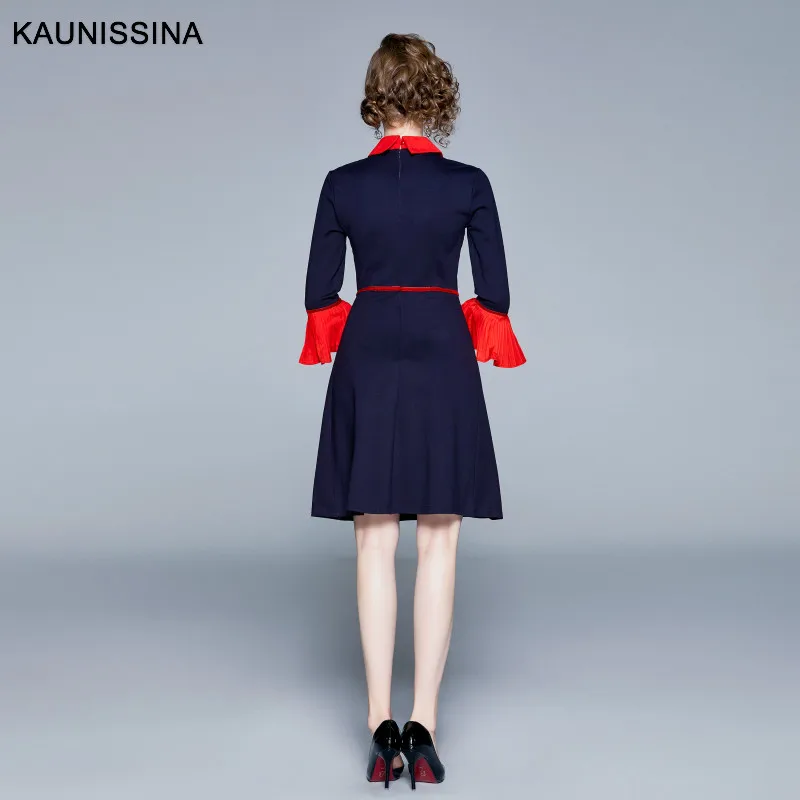 KAUNISSINA Cocktail Dress Embroidery Graduation Party Gown Turn Down Collar Flare Sleeve Retro European Luxury Dresses | Свадьбы и
