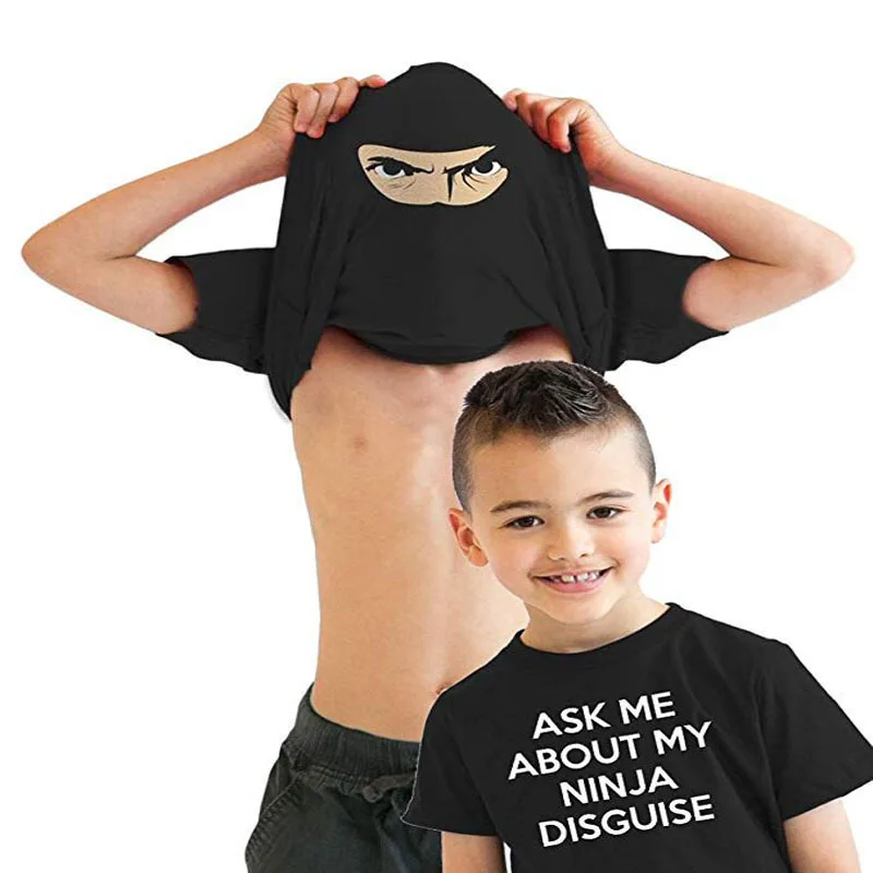 Спросите меня о My Ninja Маскировка флип Забавный костюм графика Мужская хлопковая