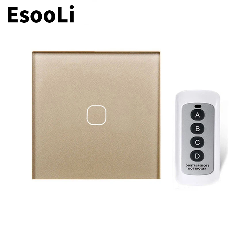 EsooLi Gold smart Switch 1/2/3 Gang  1 Way EU/UK Standard Touch Switch Wall Light Wireless Remote Control Touch Screen Switch images - 6