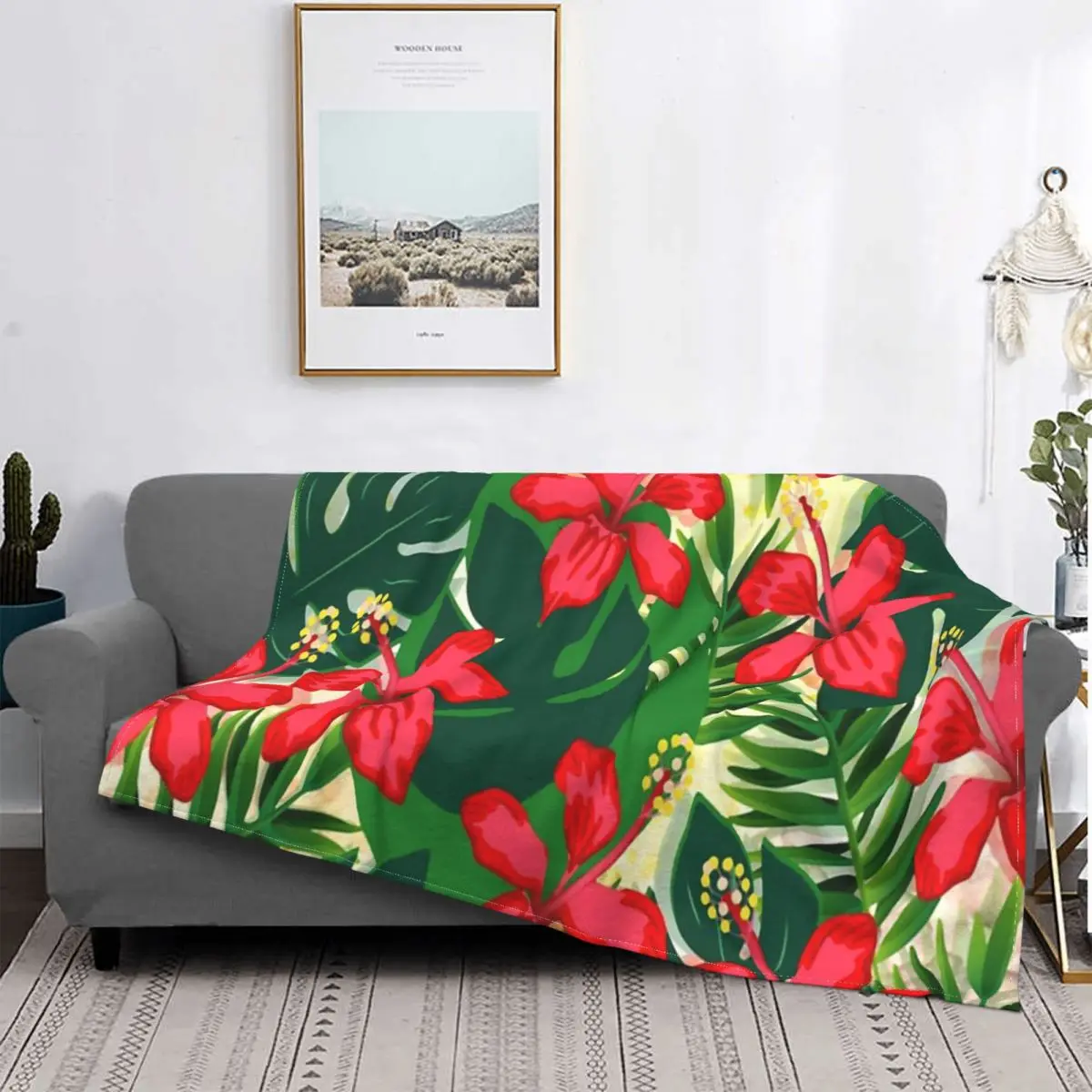 

Manta de planta Digital Tropical, para cama colcha, alfombra a cuadros, manta de Anime, ropa de cama y fundas