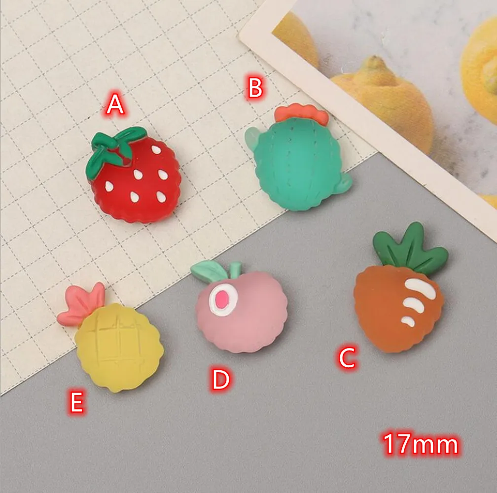 

New Cute Resin Fruits Flat Back Cabochon 20pcs Frosted Transparent Cabochons Scrapbook Kawaii DIY Embellishments Accessories